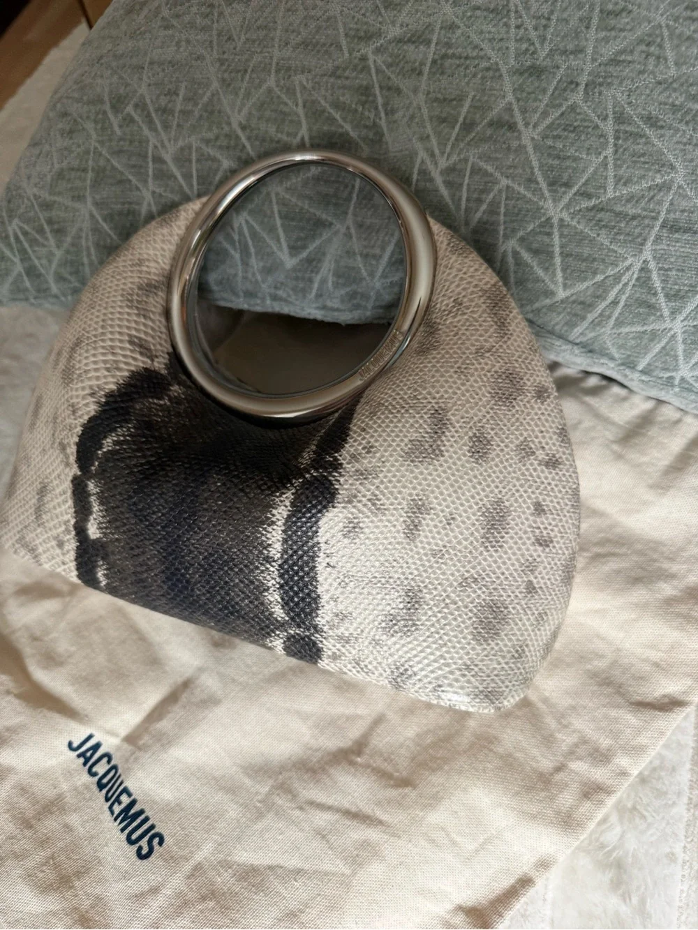 Jacquemus Le Petit Calino Snakeskin Embossed Leather Top Handle Bag NWT